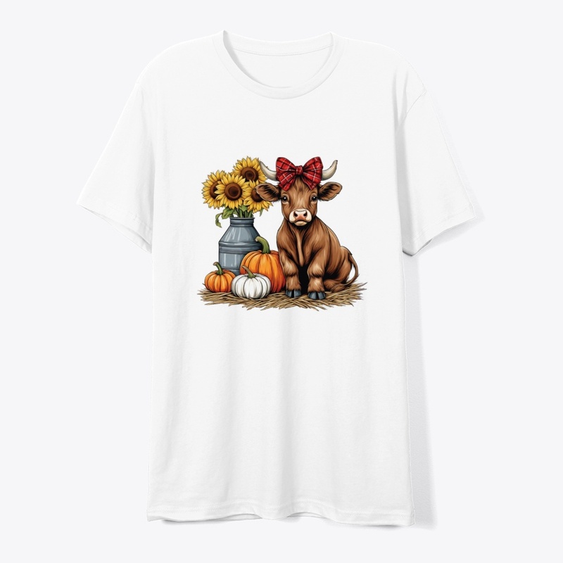 Cute Highland Cow & Pumpkins Fall