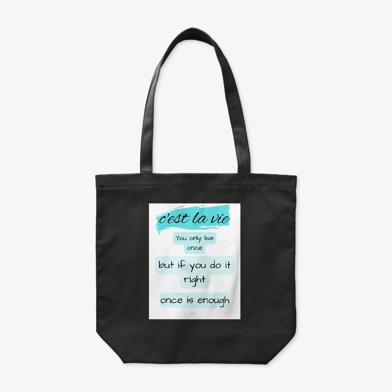 c'est la vie t_shirt with aqua colore