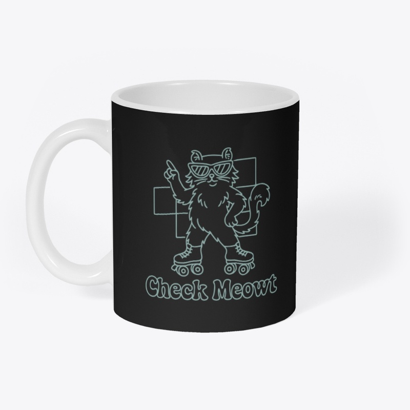 Retro Skating Outline Cat