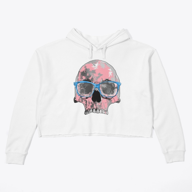 Pink skull with glasses