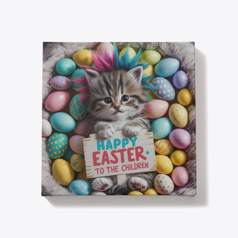 Easter Wishes Cat Canvas