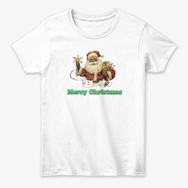 Black Santa Merry Christmas Festive Tee