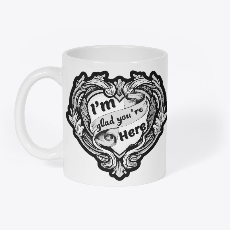 Baroque Heart mug in monochromatic