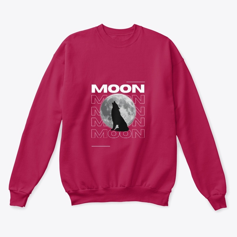 Night wolf design With moon