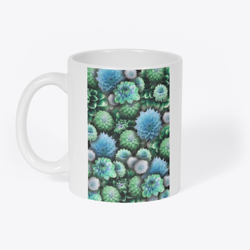 Blue Green Dahlias Collage