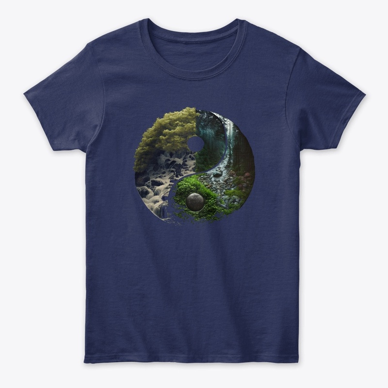 landscape forest waterfall yin yang