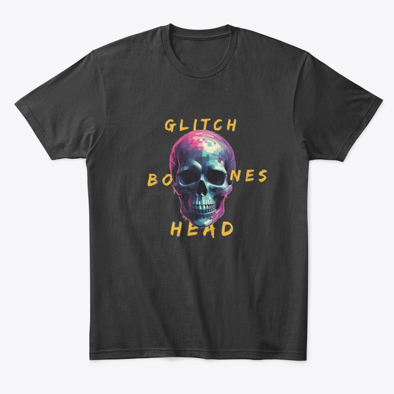 Glitch Bones Head – Pixel Skull Text