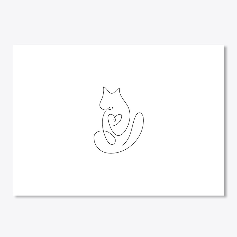 Cat love line art t shirt