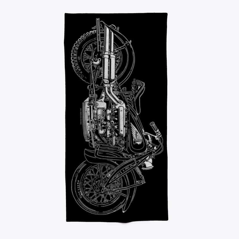Scratchboard Upside Down 4cyl Motorcycle