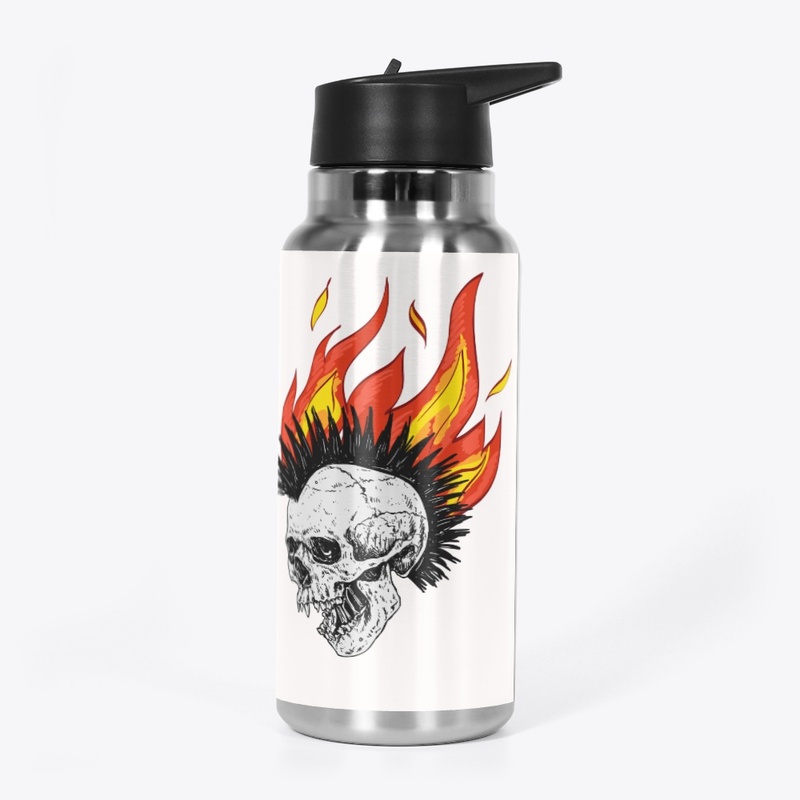 black orange gothic skull flame 