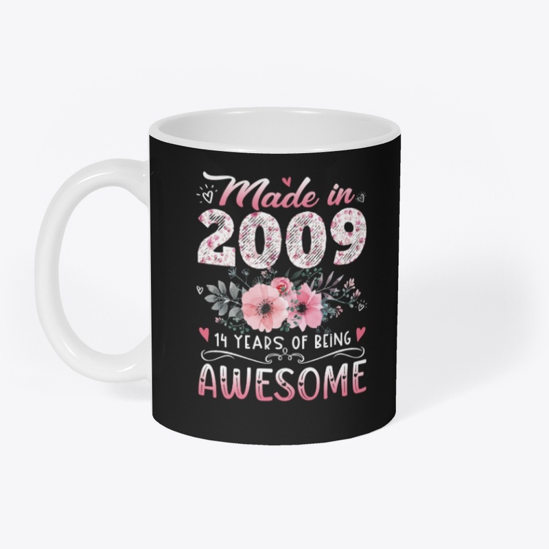 Made In 2009 Floral 14th Birthday