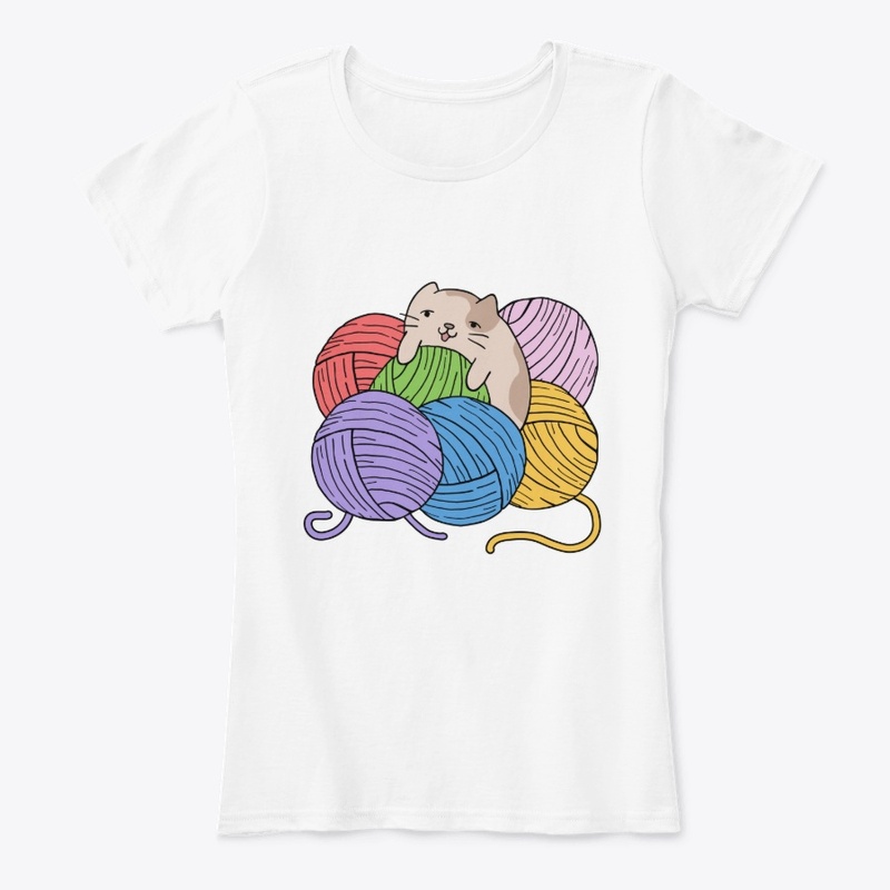 cute cat with colorful  yarn bomb