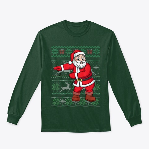 Floss Like A Boss Flossing Santa Ugly Xm Forest Green T-Shirt Front