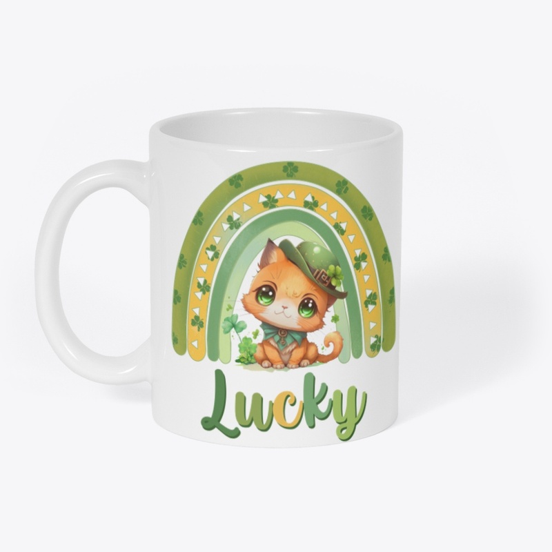 St patrick green rainbow Feline lucky