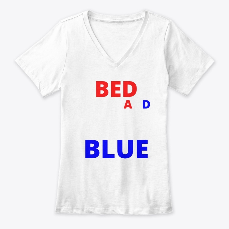 Bed white and blue funny independence na