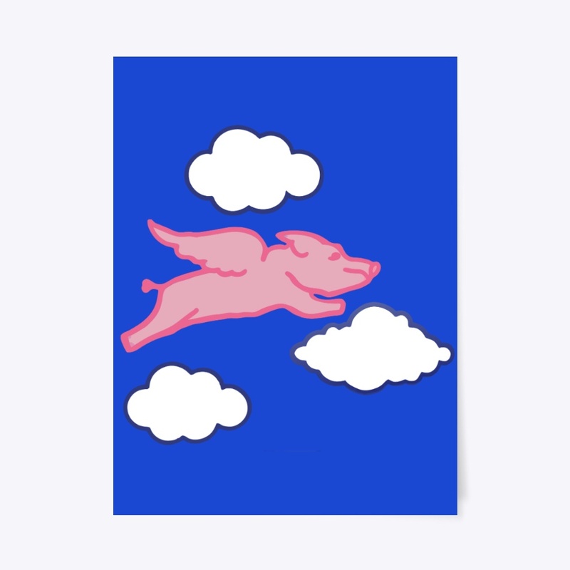 When Pigs Fly Whimsical Sky Illustration