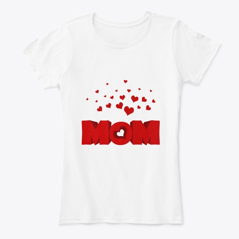 Red hearts with mom design tee