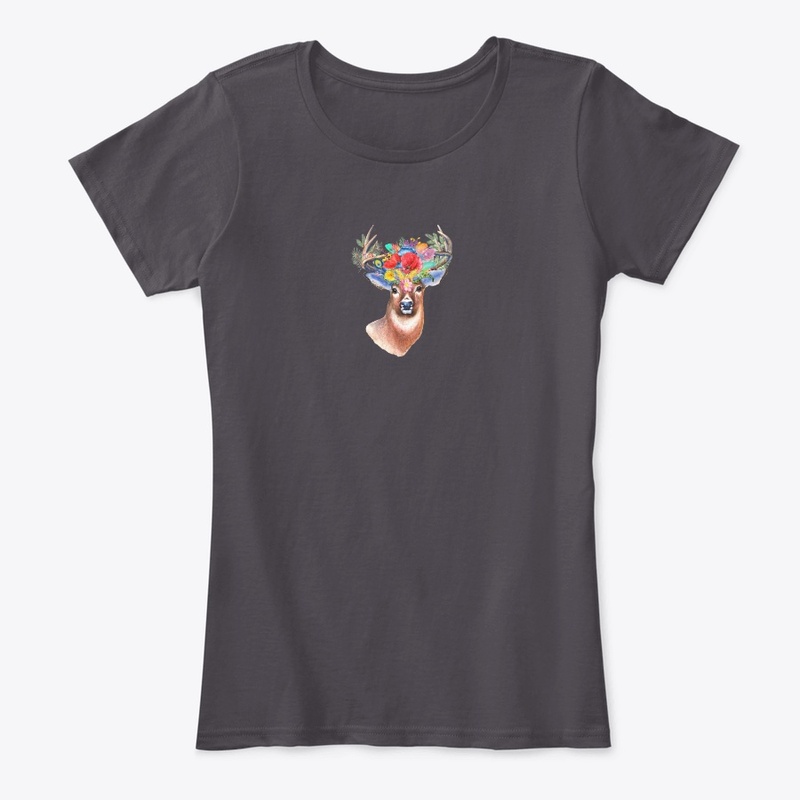 A deer with flowers