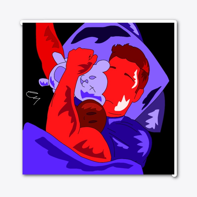 red and blue collection piece