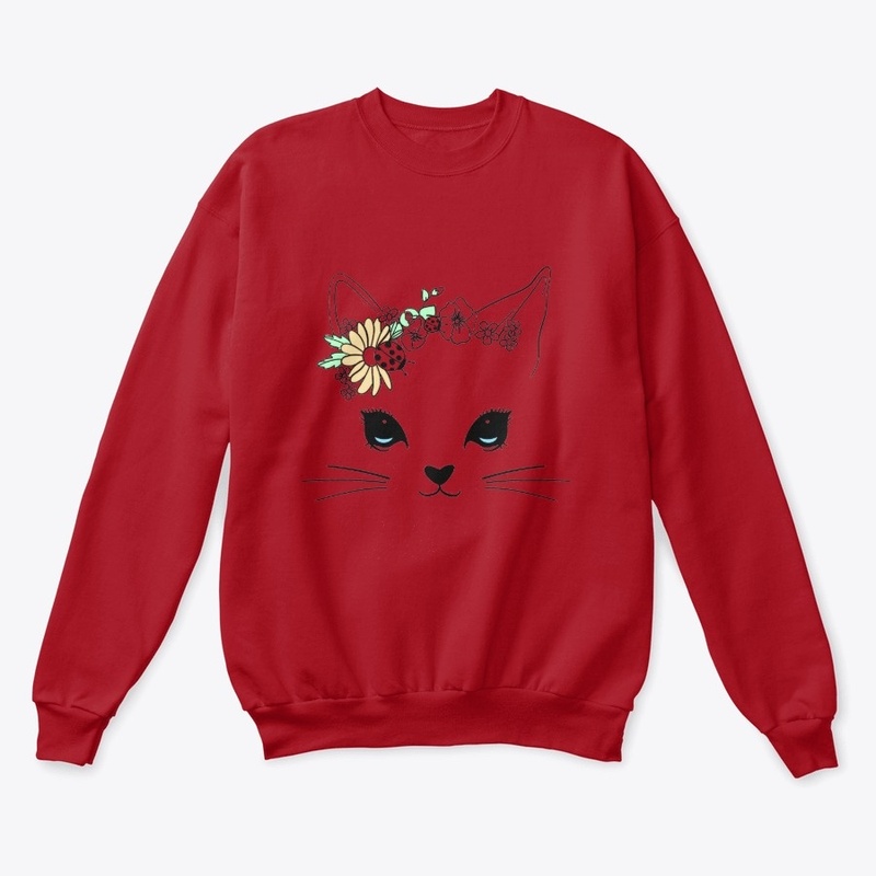 hand drawn cute cat for t shirt