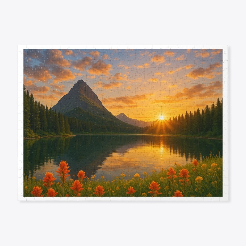 Sunrise Serenity – Mountain Lake Puzzle