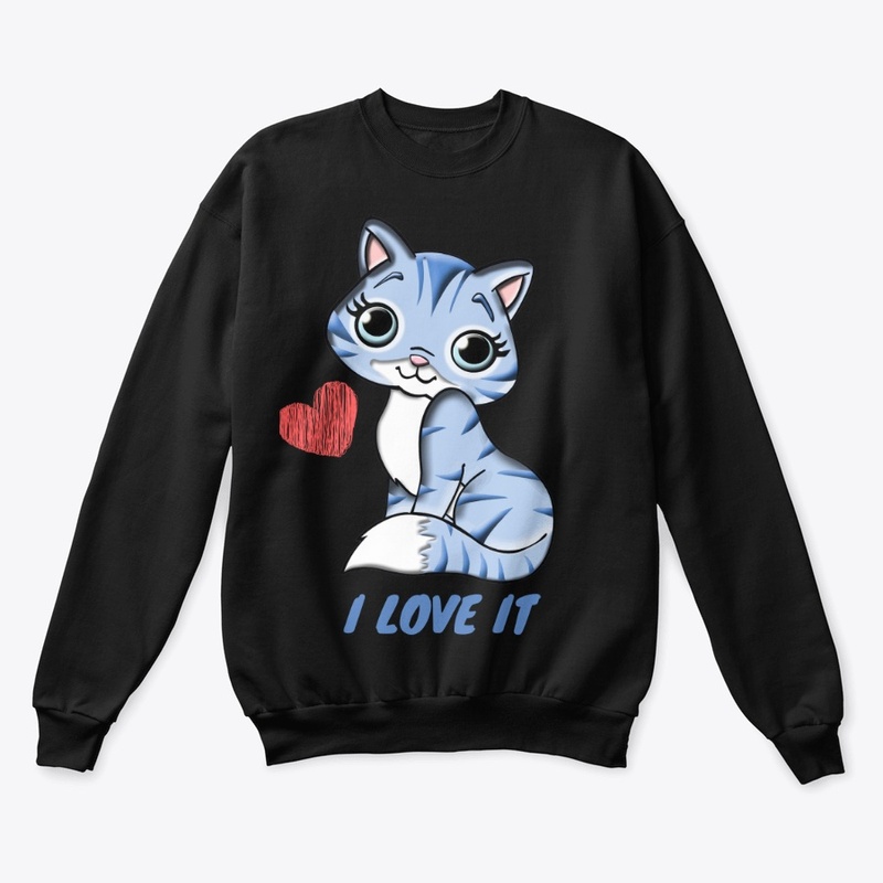 I LOVE IT FUNNY DESIGN BLUE CAT