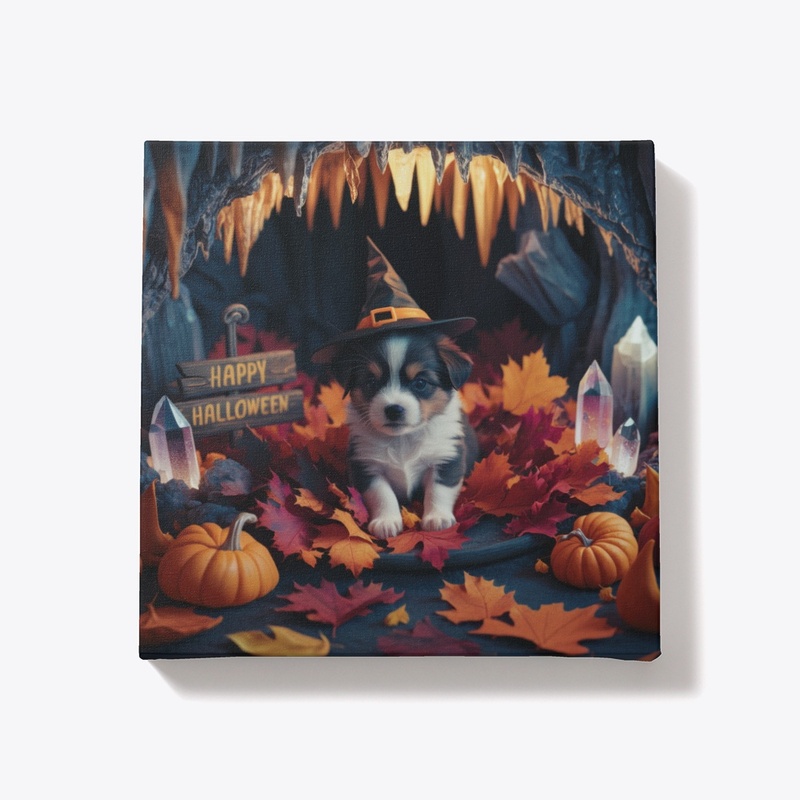 Witchy Puppy Halloween Wall Art