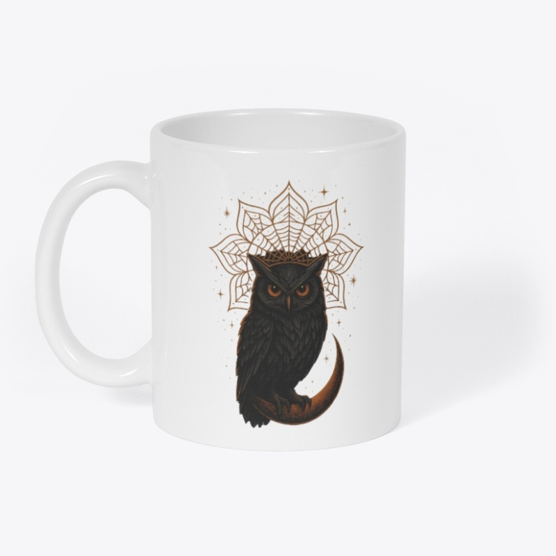 Mystic Owl on Crescent Moon