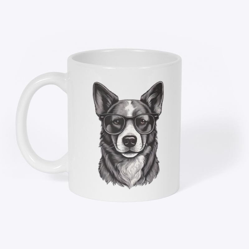 Cool Monochrome Dog with Glasses
