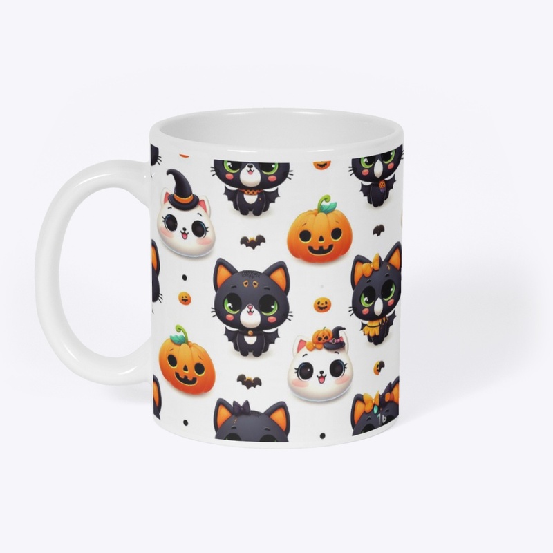 Whimsical Halloween kitty party mug 
