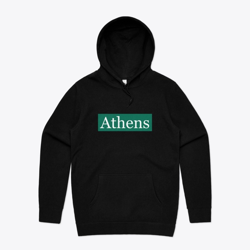 Athens Written in White on Green
