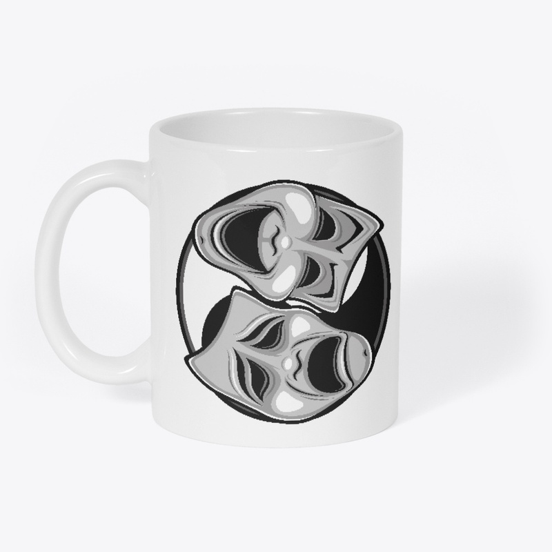 Comedy and Tragedy Masks Yin Yang