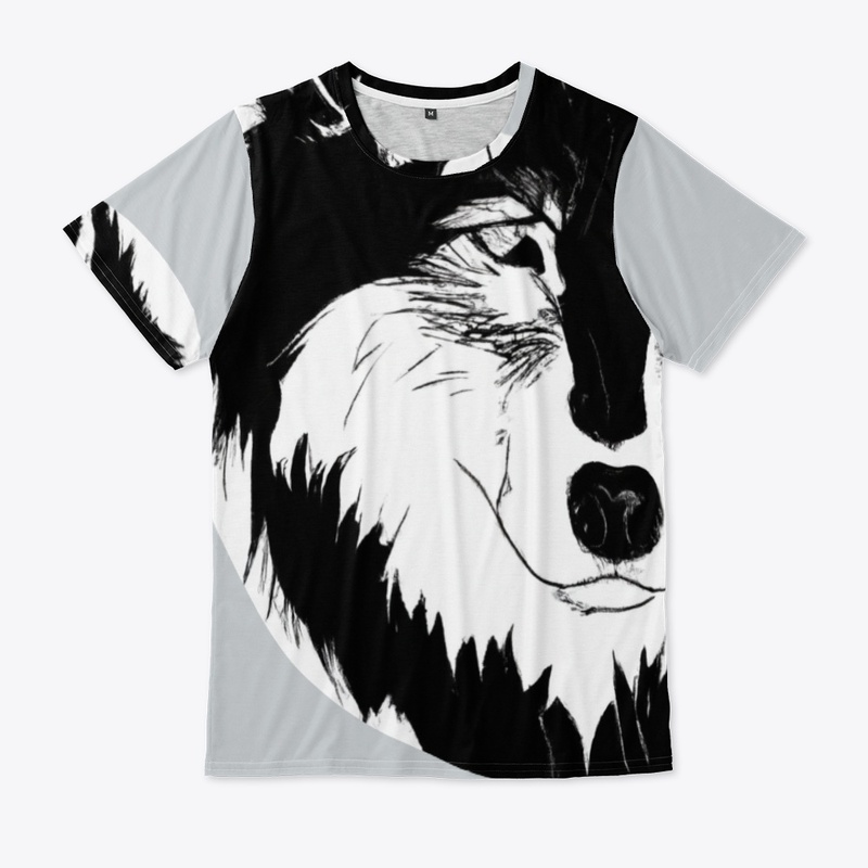 Wolf head black and white