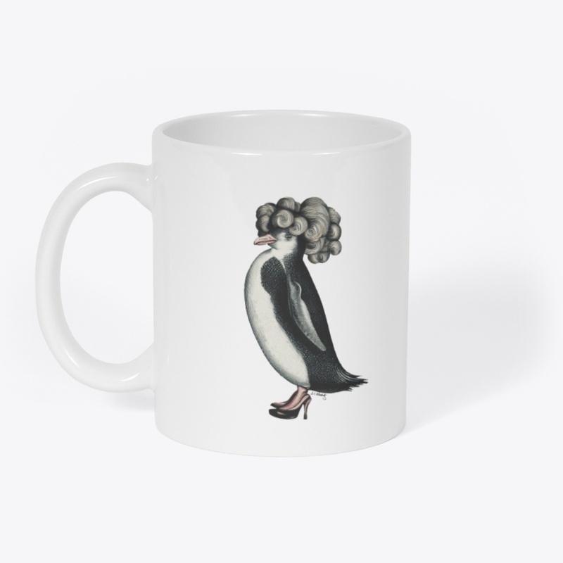 penguin in a wig