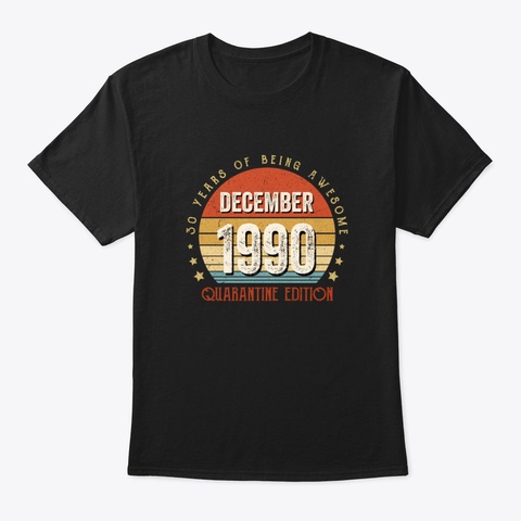 Distressed Vintage Born December 1990 Qu Black T-Shirt Front