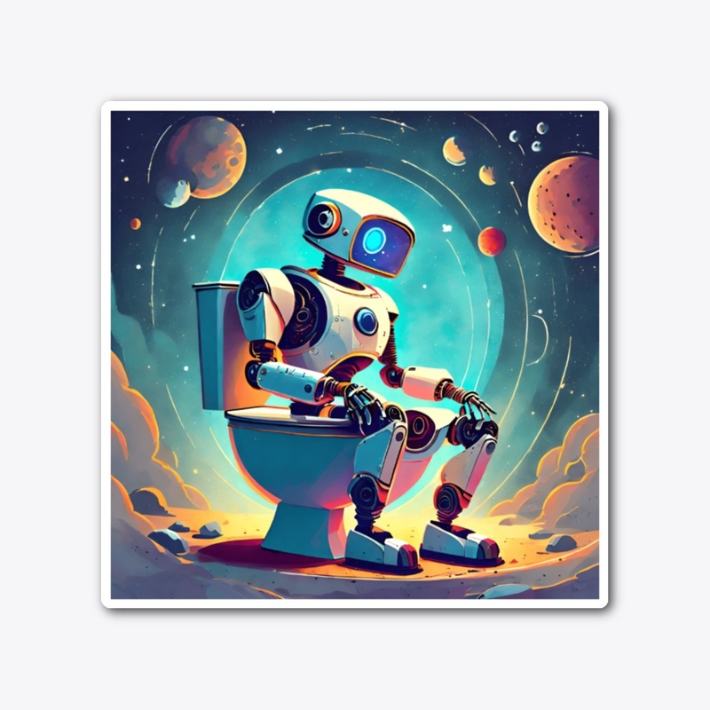 A robot on the toilet