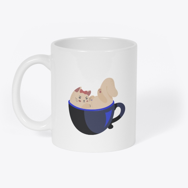 Cat enjoying coffee