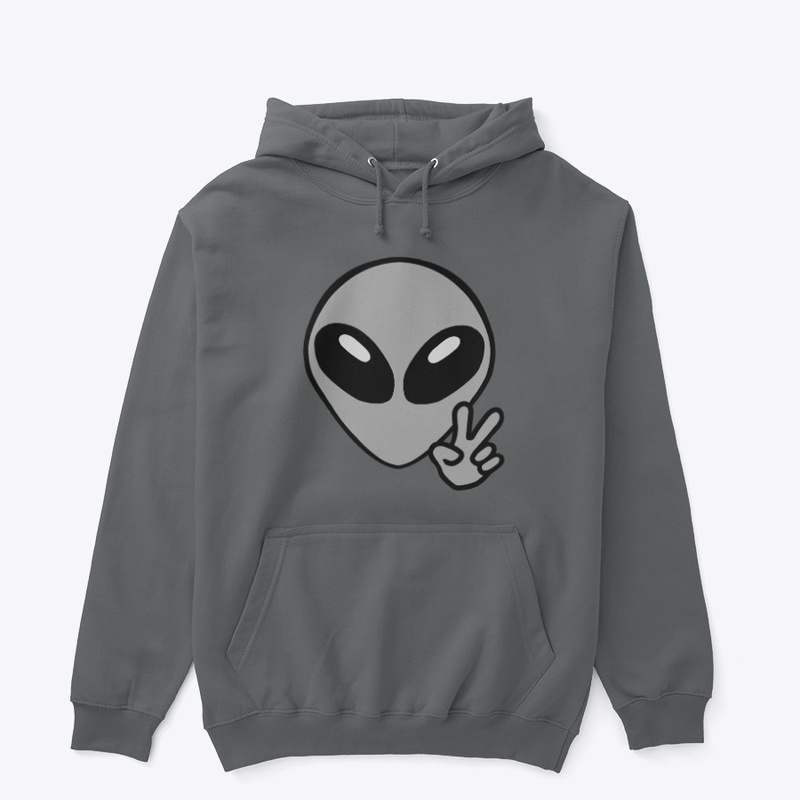 Space Alien Head With Peace Hand Sign