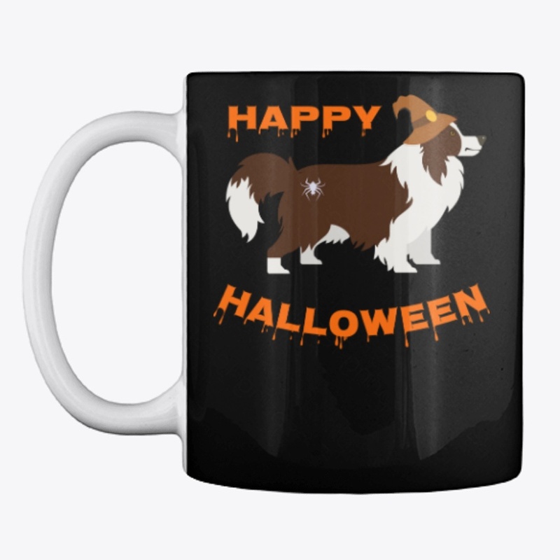 Funny Halloween Border Collie in Witch