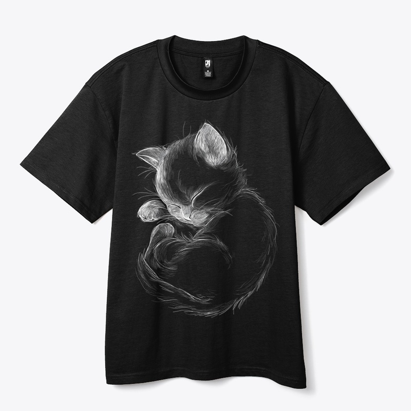 Sleeping Kitten Line Art