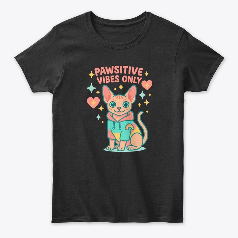 Pawsitive Vibes Only hairless Cat Tee