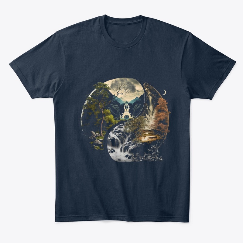  landscape forest waterfall yin yang