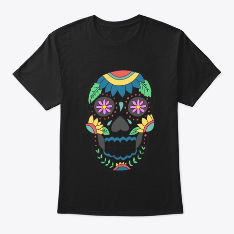 Funny Halloween Skull Black T-Shirt Front