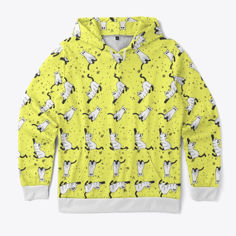 Ghost Cat Pattern Hoodie