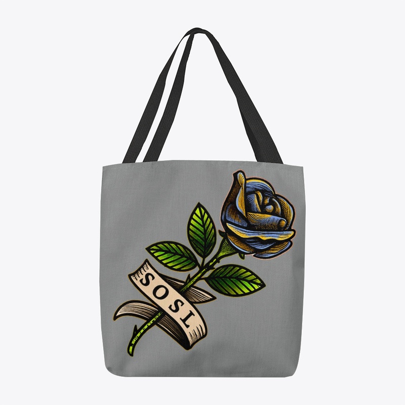 Single Rose printed tote SOSL yel/blu