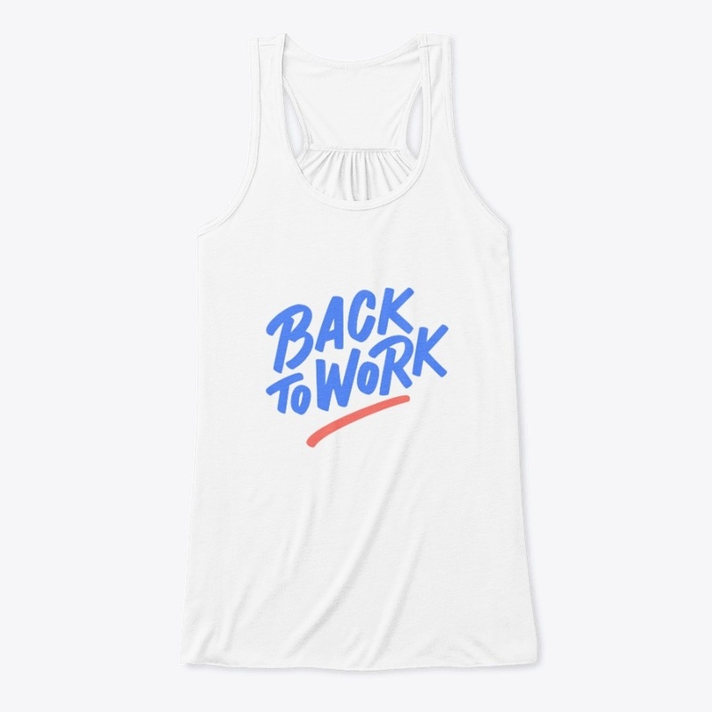 back to work text in blue color