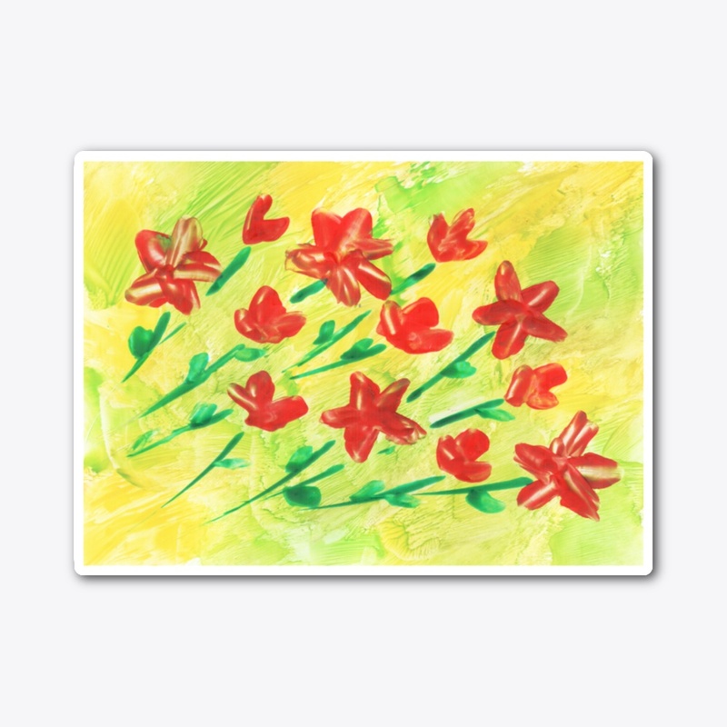Flower bouquet, plant. Encaustic