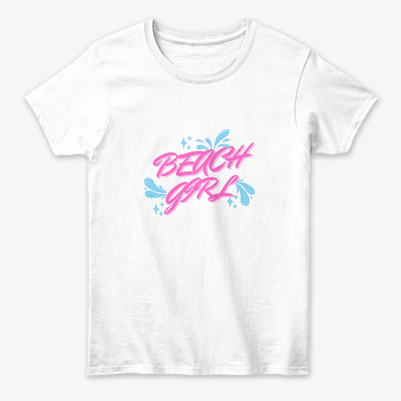 Beach Girk Pink letters tee sirt