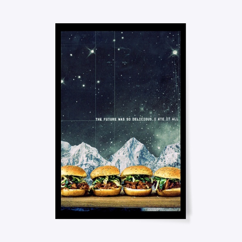 Burger Collage Art - Space Surrealism