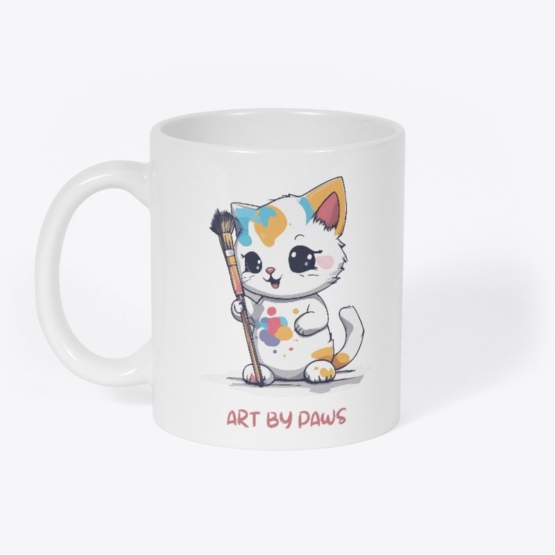 Cute Cat Painter holding Brush
